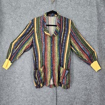 Vintage Jacket Woman Large? Striped Button-Down Colorful One of a Kind L... - $26.92