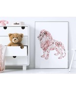 Lion Floral Nursery Art | Minimalist Jungle Animal Digital Download | Bo... - $8.88 CAD
