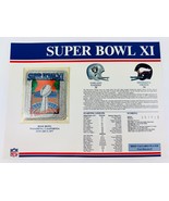 Super Bowl XI Card - Patch &amp; Stats NFL Raiders VS Vikings - 1977 Rose Bo... - $19.79