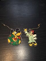 Lot Of 2 Vintage Disney Minnie Mouse Angel Pluto Wreath Ornament Acrylic... - $20.95