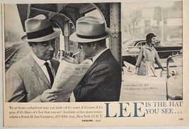 1959 Print Ad Lee Men&#39;s Hats Man Reads Wall Street Journal at Train Depot - £12.21 GBP
