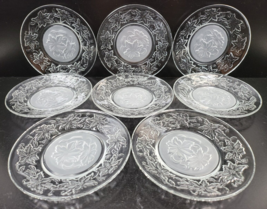8 Princess House Fantasia Bread Plates Set Clear Floral Etch Emboss Frosted Lot - £47.21 GBP