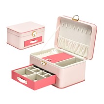 Large Capacity Jewelry Display Storage Box Pink - £35.35 GBP