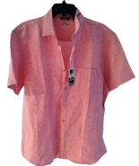 Bohio Mens 100% Linen Yarn-Dye Red Short Sleeve Pocket Shirt -Button Up ... - £29.69 GBP