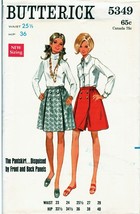 Misses&#39; PANTSKIRTS Vintage 1960s Butterick Pattern 5349 Waist Size 25½ U... - $12.00