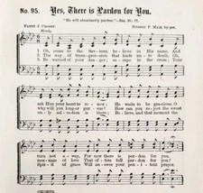 1883 Gospel Hymn Yes There Is Pardon Sheet Music Victorian Religious ADB... - $14.99