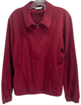 Mens L.L. Bean Full Zip Jacket Cotton Unlined Dark Red Maroon Pockets Sz... - £24.59 GBP