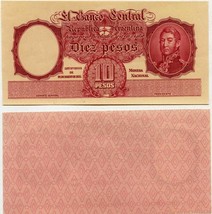 Argentina Unc P-265 10 Pesos Printers Proof Speciman~RARE~General San Martin - £58.74 GBP