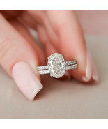 12*8mm Simulated Diamond Oval Engagement Ring, Wedding Ring Set, Bridal ... - £48.15 GBP