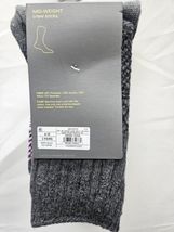 Women's 4-10 2pk Midweight Wool Blend Cable Textured Crew Boot Socks Grey/Purple image 3