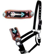 Showman Leather Bronc Halter w/Turquoise Beaded Arrow Design - $149.00