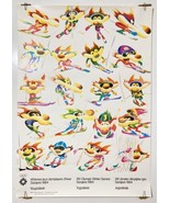 Olympic Games Sarajevo Vintage Poster Mascot Winter Sports 1984 - £64.88 GBP