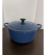 Vintage Le Creuset Blue Enamel Dutch Oven 22 French Cast Iron 3.5 Qt - €64,15 EUR