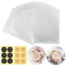 Self Adhesive Treat Bags Cellophane Cookie Bags, White Polka Dot Plastic Pastry  - £14.14 GBP