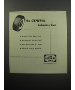 1955 General Tires Ad - The General tubeless tire - £14.61 GBP