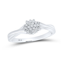 10kt White Gold Womens Round Diamond Cluster Ring 1/8 Cttw - £257.83 GBP