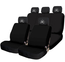 For Jeep New Black Flat Cloth Car Seat Covers Lotus design Headrest Cover - $36.59