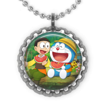 1 Doraemon and Nobita silver bottle cap Necklace! - $10.44