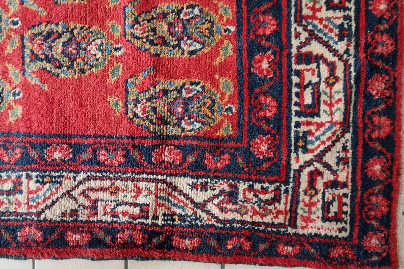 Handmade Vintage Persian Hamadan Rug 4.6' x 6.11 (137cm x 210cm), 1960s - 1C1179 Item image 2