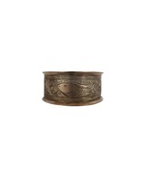 Vintage silver tone cuff bracelet engraved fish &amp; flowers design - €17,52 EUR