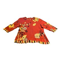 Allison Daley Womens Size XL Red Floral Top Blouse Shirt Flowers Fall Autumn - £21.96 GBP
