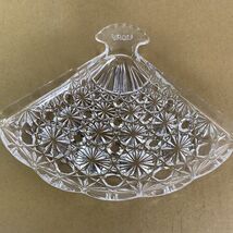 NOVA Pressed Glass Fan Shaped Pedestal Candy Dish Starburst Pattern 10" - $24.94