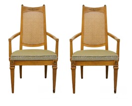 Set of Two DREXEL San Remo Collection Cane Back Dining Arm Chairs 471-730 - £156.92 GBP