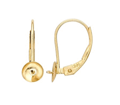 1 pcs 14k Solid Yellow Gold 4.00mm Leverback w/ Pad Pearl   1a1129112 - £34.38 GBP