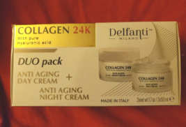Duo Pack Anti Aging Day + Night Delfanti Collagen 24K With Pure Hyaluronic Acid - £40.39 GBP
