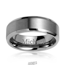 Personalized Matte Titanium Tungsten Ring 8MM Silver Size 11 &quot;CH&quot; Personalized - £37.30 GBP