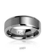 Personalized Matte Titanium Tungsten Ring 8MM Silver Size 11 &quot;CH&quot; Person... - £37.91 GBP