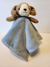 Carter&#39;s Brown Puppy Dog Blue Security Blanket Soft Plush Lovey Toy. Pre... - £11.67 GBP