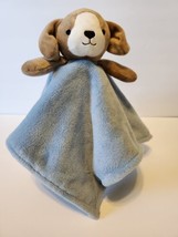 Carter&#39;s Brown Puppy Dog Blue Security Blanket Soft Plush Lovey Toy. Pre... - $14.85