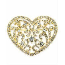 Holiday Lane Gold-Tone Crystal Filigree Heart Pin - £11.71 GBP
