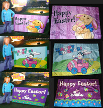 Easter Party Banner-Happy Spring Sign/Flag/Wall Hanging Bunny Eggs Car G... - £11.96 GBP