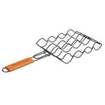 Vaggan BBQ Non Stick Grill Rack Basket Food Holder with Wood Handle Barb... - $20.98
