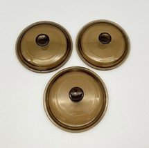 Pyrex Amber Set of 3 Replacement Lids- Set of Two P81C and One V-1-C - £6.00 GBP