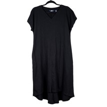 Lands End Dress S 6 8 Crinkle Knit Pocket Short Sleeve High Low Midi Bla... - £20.51 GBP