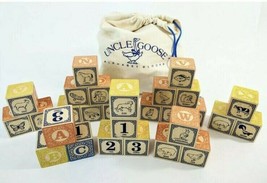 NEW Uncle Goose Classic ABC Alphabet Blocks in a Bag wood embossed 27 Blocks - £50.48 GBP