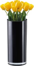 Cys Excel Black Glass Cylinder Vase (H:9&quot; D:4&quot;) | Multiple Size Choices Glass - £30.36 GBP