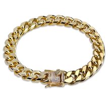 New Style Fashion Gold/Silver Color Micro Pave CZ Stone Bracelet 11mm Width Link - £28.77 GBP+