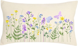 Farmhouse Pillow Covers 12X20 Inch Wild Flower Lumbar Throw Pillow Covers Home D - £11.22 GBP