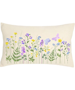 Farmhouse Pillow Covers 12X20 Inch Wild Flower Lumbar Throw Pillow Cover... - £10.97 GBP