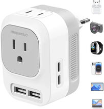 US to Europe Travel Plug Adapter EU Power Converter 110-240V w/USB Ports... - $12.73