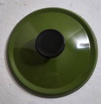 Vintage Green Enamel Black Knob 5 1/8&quot; Round Pot Pan Replacement Lid #23 - $18.81