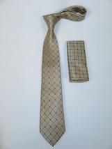 Men's  Nautica Tie and Hankie Set Woven Silky Feel #Nautica-1 Beige image 3
