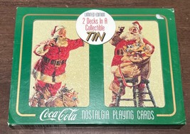 Vintage 1995 Sealed Coca-Cola Playing Cards Nostalgia Christmas Santa Coke Tin - £14.34 GBP