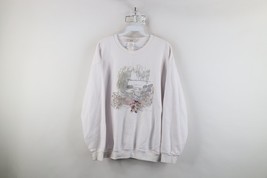 Vintage 90s Streetwear Womens Large Lake Cabin Flower Nature Sweatshirt ... - $44.50