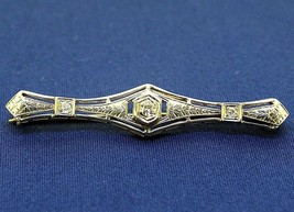 VINTAGE 1/10 ct DIAMOND PIN / BROOCH REAL SOLID 14 kw GOLD 4.2 g - £390.76 GBP