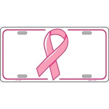 Pink Breast Cancer Ribbon Metal Novelty License Plate - $8.98